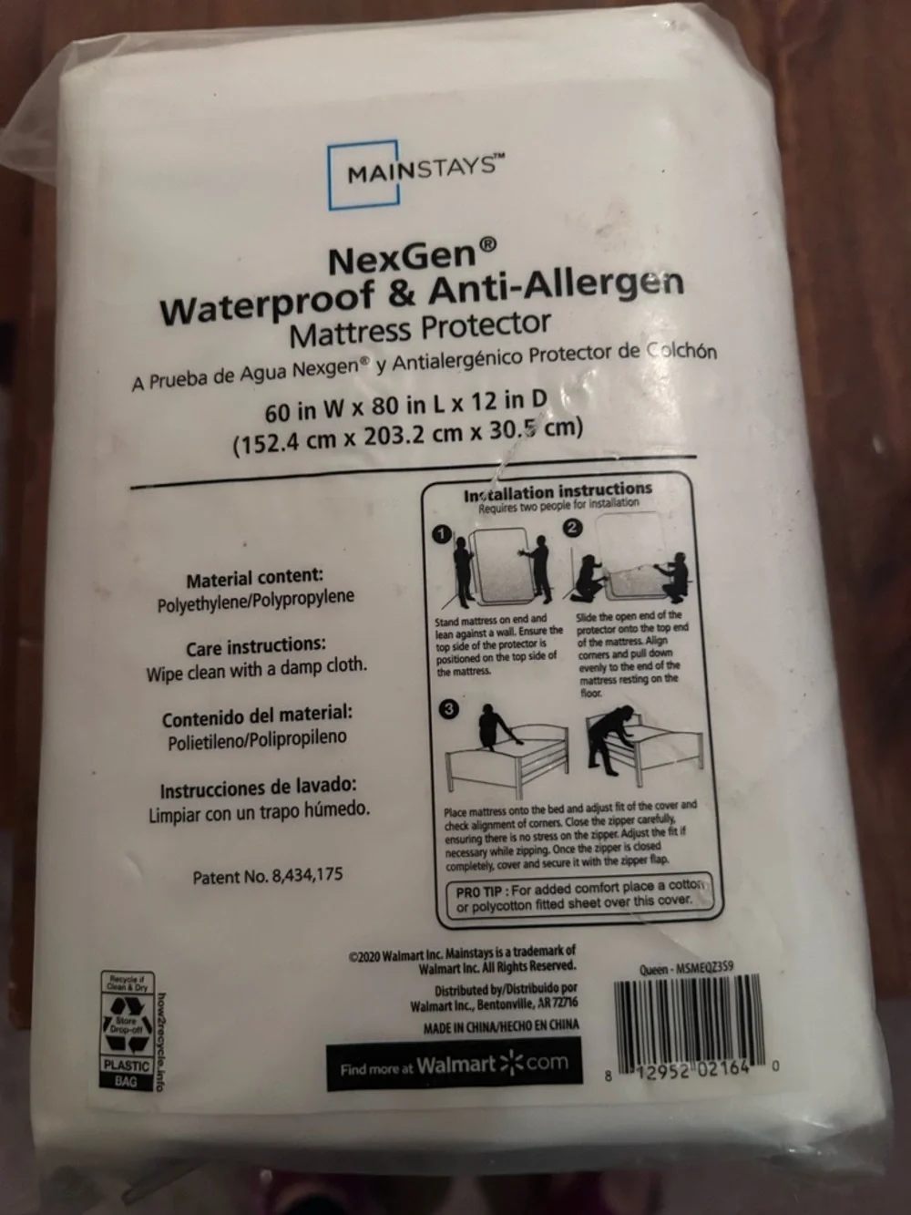 Mainstays White Queen NexGen Waterproof & Anti-Allergen Mattress Protector